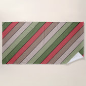 Serviette De Plage Pistachio Coquille verte Rouge Brown rayures (Devant)