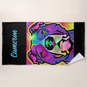 Serviette De Plage Pitbull Chien Pop Art Personnalisé (Devant)