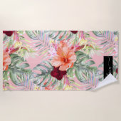Serviette De Plage PixDezines Aquarelle Tropical Paradise Fleurs (Devant)