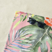 Serviette De Plage PixDezines Aquarelle Tropical Paradise Fleurs (En situation)