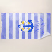 Serviette De Plage PixDezines Bandes Nautiques+Économiseurs de durée (Devant)