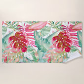 SERVIETTE DE PLAGE PIXDEZINES CHRISTMAS ROUGE TROPICAL FOLIS (Devant)