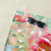 SERVIETTE DE PLAGE PIXDEZINES CHRISTMAS ROUGE TROPICAL FOLIS (En situation)