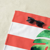 Serviette De Plage PixDezines FLAMANTS ROSES ROSE, THÈME TROPICAL (En situation)