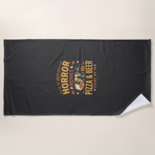 Serviette De Plage Pizza Bière Films d'Horreur Design Halloween_1