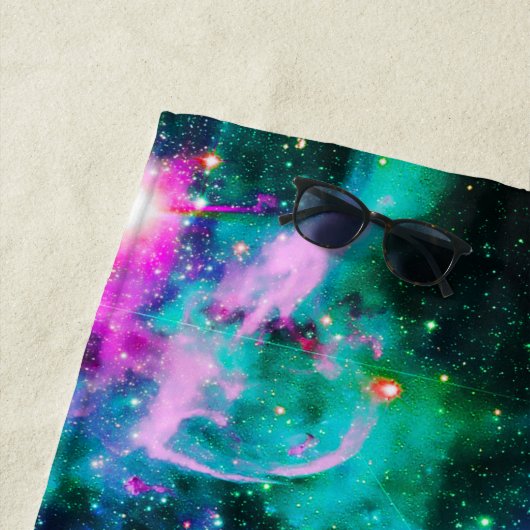 Serviette De Plage Pizza de chat du DJ de l'espace (En situation)