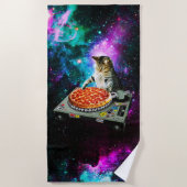 Serviette De Plage Pizza de chat du DJ de l'espace (Devant)