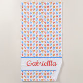 Serviette De Plage Plage amusante, Pool Party Coloré Nom personnalisé (Devant)