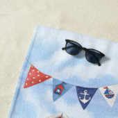 Serviette De Plage Plage amusante Scène été Océan Monogramme (En situation)