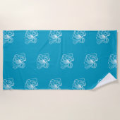 Serviette De Plage Plage Aqua Bleu Océan Blanc Octopus (Devant)