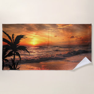 SERVIETTE DE PLAGE PLAGE AU COUCHER DU SOLEIL BEAUTÉ NATURELLE