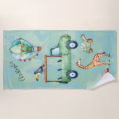 Serviette De Plage Plage Aventure Monogramme Camion Animaux (Devant)