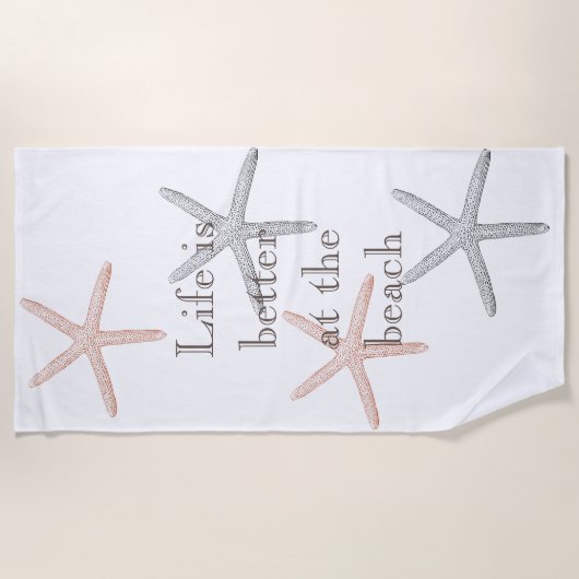 Serviette De Plage Plage Blue Peach Starfish (Devant)