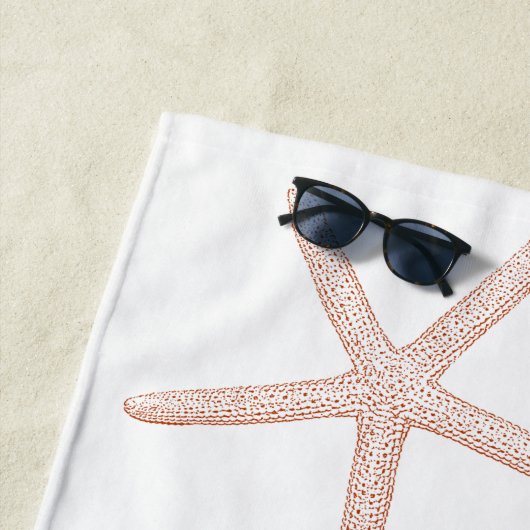 Serviette De Plage Plage Blue Peach Starfish (En situation)