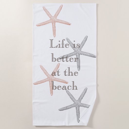 Serviette De Plage Plage Blue Peach Starfish (Devant)