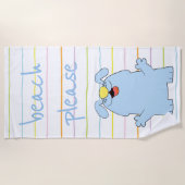 Serviette De Plage Plage Chien bleu "Plage S'il vous plaît" (Devant)