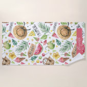 Serviette De Plage Plage colorée Fille Relax (Devant)