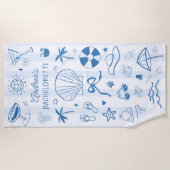 Serviette De Plage Plage côtière dessinée à la main Bachelorette d'ét (Devant)