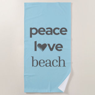 Serviette De Plage Plage Côtière Océan Bleu Graphique de Paix Amour