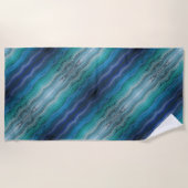 Serviette De Plage Plage Côtière Vagues salées sur Noir (Devant)