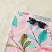 Serviette De Plage Plage d'aquarelle fleurie (En situation)