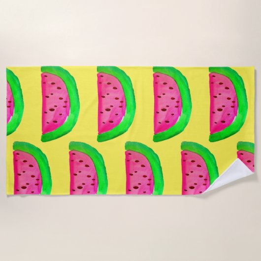 Serviette De Plage Plage d'art de la pastèque rose funky (Devant)