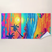 Serviette De Plage Plage de coucher de soleil tropicale (Devant)