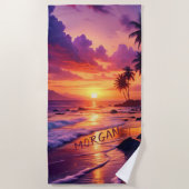 Serviette De Plage Plage de coucher de soleil tropicale customisée -  (Devant)