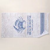 Serviette De Plage Plage de crabe côtier Maison de bois rustique Nom (Devant)