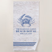 Serviette De Plage Plage de crabe côtier Maison de bois rustique Nom (Devant)