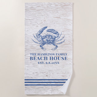Serviette De Plage Plage de crabe côtier Maison de bois rustique Nom 