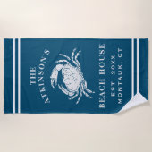 Serviette De Plage Plage de crabe côtier Maison Rustique Nom de famil (Devant)