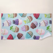 Serviette De Plage Plage de la piscine d'été rose et Turquoise (Devant)