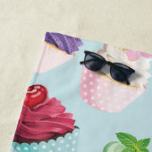 Serviette De Plage Plage de la piscine d'été rose et Turquoise (En situation)