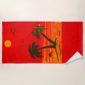 Serviette De Plage Plage de palmiers ! Orange Beach Towel (Devant)