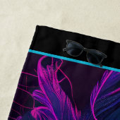 Serviette De Plage Plage de palmiers tropicaux Noir noir monogramme (En situation)