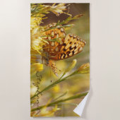 Serviette De Plage Plage de papillon jaune, Nom, (Devant)
