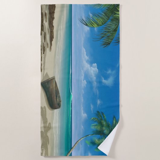 Serviette De Plage Plage de sable de Paradise Island Tropical (Devant)