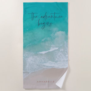 Serviette De Plage plage de sable tropical océan l'aventure commence