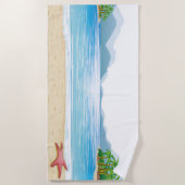 Serviette De Plage Plage d'été amusante Scène d'eau Sable soleil (Devant)