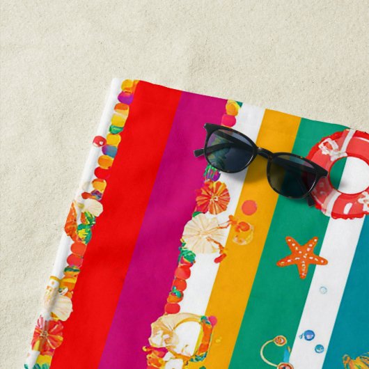 Serviette De Plage Plage d'été animée Design à thème (En situation)