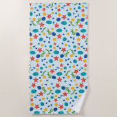 Serviette De Plage Plage d'été avec étoiles de mer, coquillages et ga (Devant)