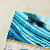 Serviette De Plage Plage Dolphin Blue Marble Famille Monogramme (En situation)