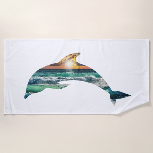 Serviette De Plage Plage Dolphin du coucher de soleil (Devant)