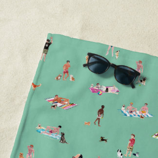 Serviette De Plage Plage DUDES et CHIENS Menthe