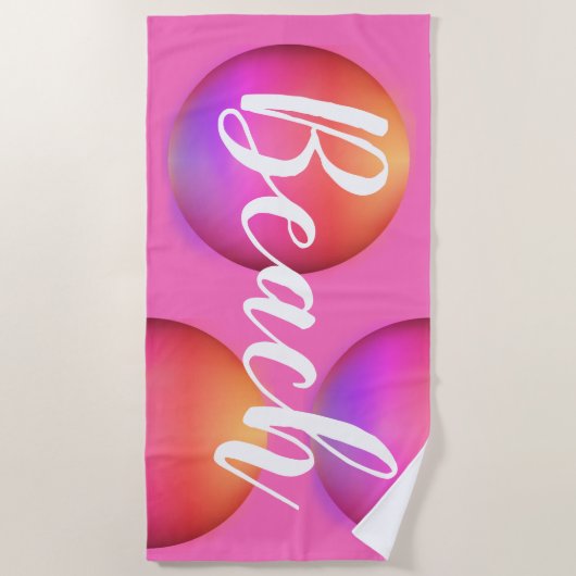 Serviette De Plage Plage Hot Rose Orange Ombre (Devant)