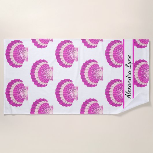 Serviette De Plage Plage moderne Nautique Coquillage rose Shell (Devant)
