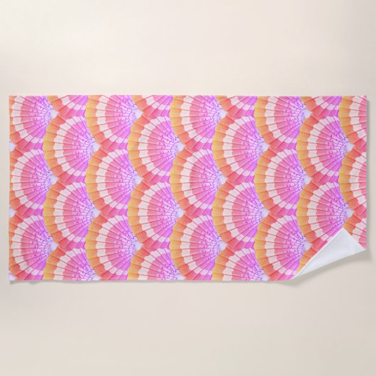 Serviette De Plage Plage moderne Peach Tropical Seashell Shell Beach  (Devant)