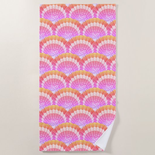 Serviette De Plage Plage moderne Peach Tropical Seashell Shell Beach  (Devant)
