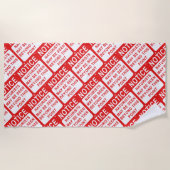 Serviette De Plage Plage Naturist - Motif aux signes rouge et blanc (Devant)